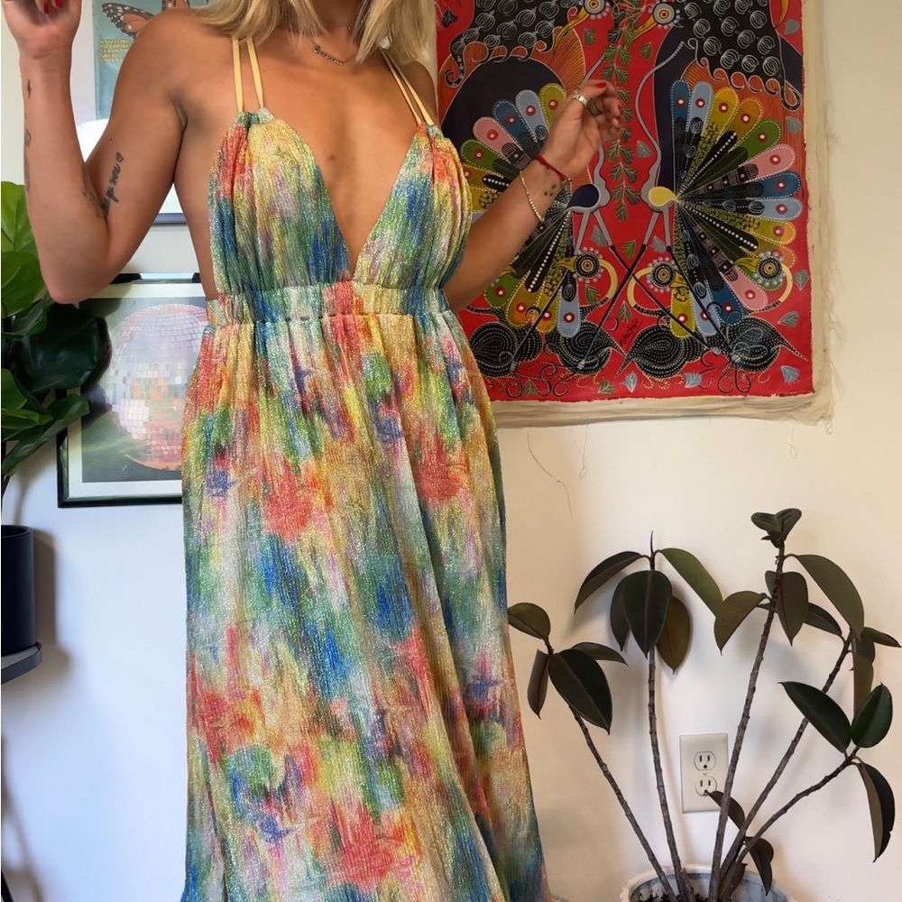 MYT Wearables Rainbow Metallic Maxi Dress – Made in Greece